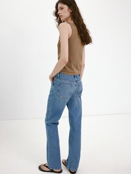 Mango Scoop Neck Embellished Trim Top, Caramel - view 2, Caramel
