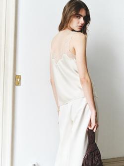 Mango Lace Trim Camisole Top, Beige - view 2, Beige