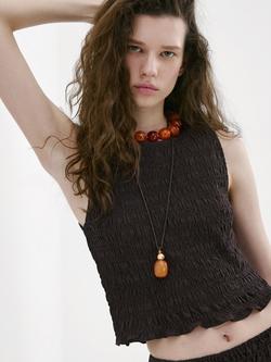 Mango Smocked Top, Chocolate