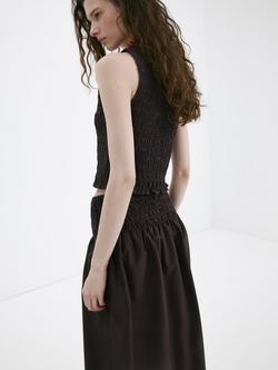 Mango Smocked Top - view 2, Chocolate