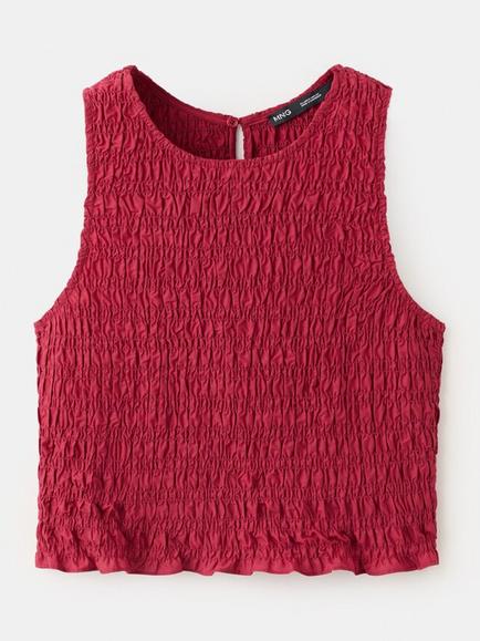 Mango Smocked Top, Red