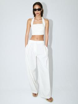 Mango Top Halterneck Cropped Top, White, White