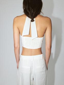 Mango Top Halterneck Cropped Top, White - view 2, White