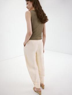 Mango Gingham Cotton Blend Sleeveless Top, Khaki - view 2, Khaki
