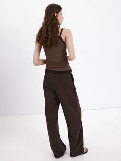 Mango Ruched Camisole Layered Top, Brown - view 2, Brown