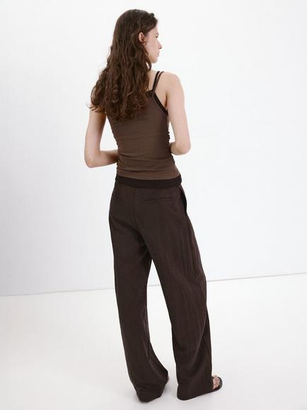 Mango Ruched Camisole Layered Top, Brown - view 2, Brown