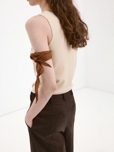 Mango Scoop Neck Button-Embellished Tank Top, Beige - view 2, Beige