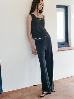 Mango Asymmetric Button Trim Top, Anthracite, Anthracite