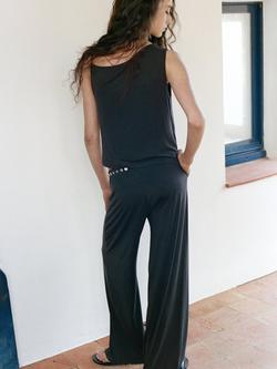 Mango Asymmetric Button Trim Top, Anthracite - view 2, Anthracite
