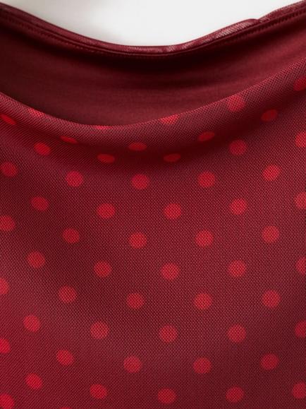 Mango Cowl Neck Shell Top, Red - view 2, Red