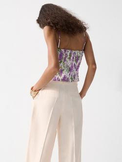 Mango Sleeveless Cropped Top, Cream - view 2, Cream