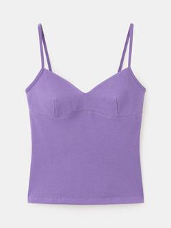 Mango Sleeveless V-Neck Cami Top, Plum, Plum