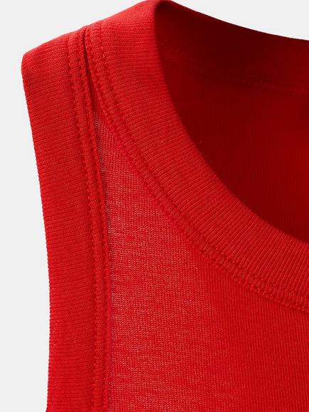 Mango Racer Back Ruched High Neck Vest - view 2, Red