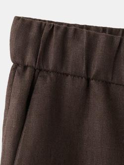 Mango Som Pure Linen Wide Leg Trousers, Chocolate - view 2, Chocolate