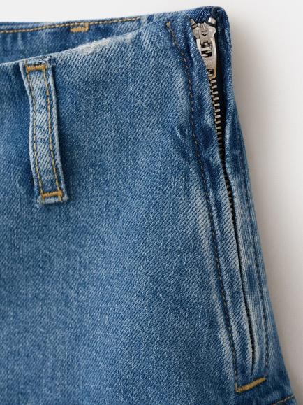 Mango High Waist Ruffle Mini Shorts, Mid Blue - view 2, Mid Blue