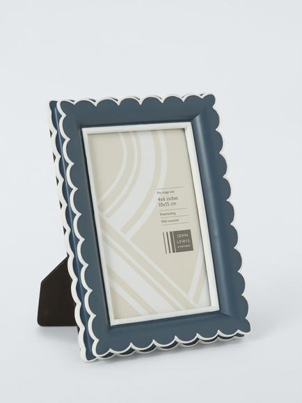 John Lewis Multi Scallop Hand Painted Photo Frame, Loch Blue