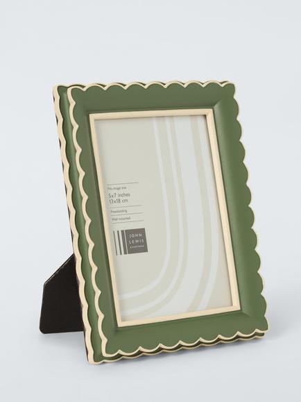 John Lewis Multi Scallop Hand Painted Photo Frame, Avocado Green