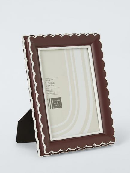 John Lewis Multi Scallop Hand Painted Photo Frame, Burnt Umber