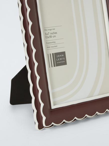 John Lewis Multi Scallop Hand Painted Photo Frame - view 2, Burnt Umber