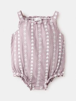 Mango Baby Pelele Embroidered Romper, Mauve, Mauve