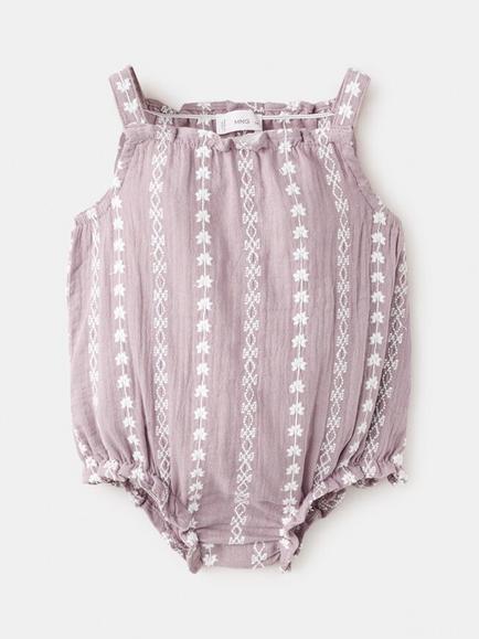 Mango Baby Pelele Embroidered Romper, Mauve, Mauve