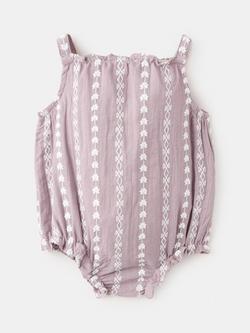 Mango Baby Pelele Embroidered Romper, Mauve - view 2, Mauve