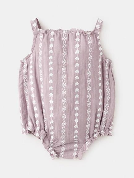 Mango Baby Pelele Embroidered Romper, Mauve - view 2, Mauve