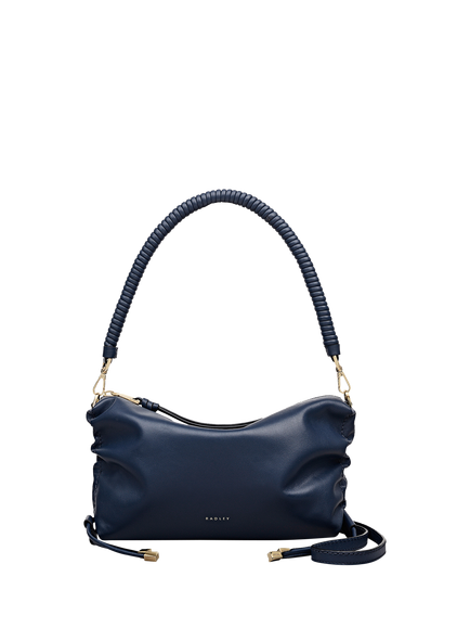 Radley Eden Row Leather Small Zip Top Cross Body Bag, Naval, Naval
