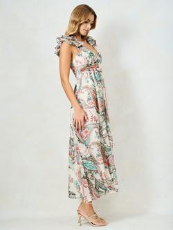 Hope & Ivy The Aura Floral Ruffle Shoulder Maxi Dress, White/Multi - view 2, White/Multi