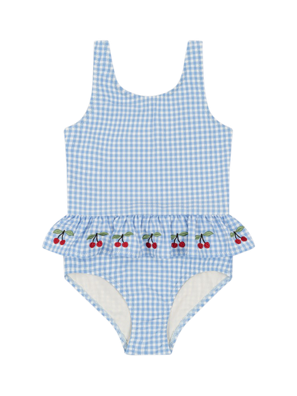 Konges Sløjd Kid's Soline Cherry Swimsuit, Provence/White Swan, Provence/White Swan