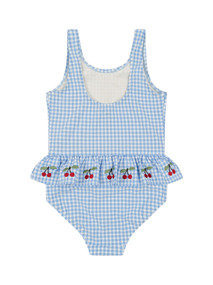 Konges Sløjd Kid's Soline Cherry Swimsuit, Provence/White Swan - view 2, Provence/White Swan