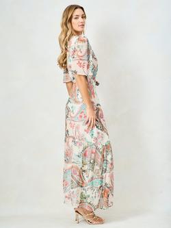 Hope & Ivy The Blanche Flutter Sleeve Maxi Dress, Ivory/Multi - view 2, Ivory/Multi
