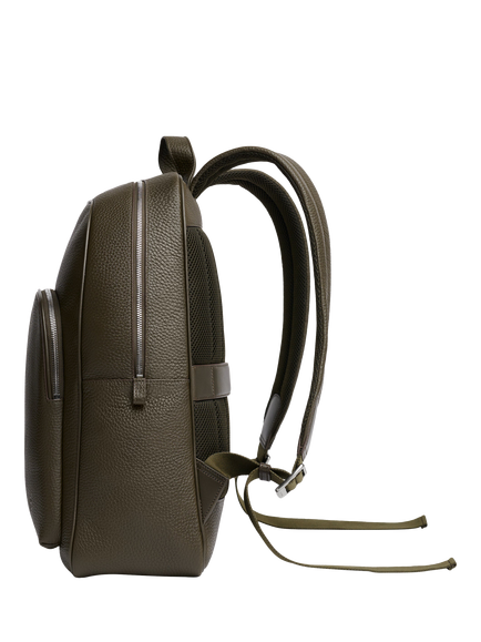 Carl Friedrik Ayrton Leather Backpack - view 2, Dark Olive