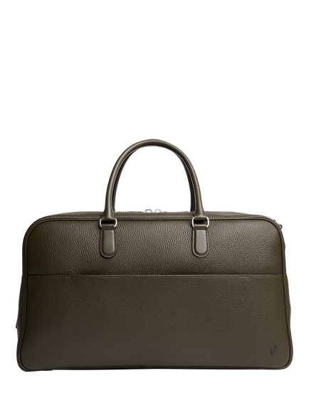 Carl Friedrik Granville Leather Weekender Travel Bag, 33L, Dark Olive