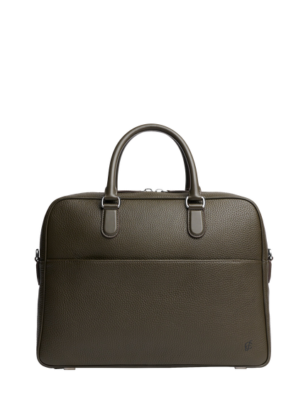 Carl Friedrik Dunloe Leather Briefcase, Dark Olive