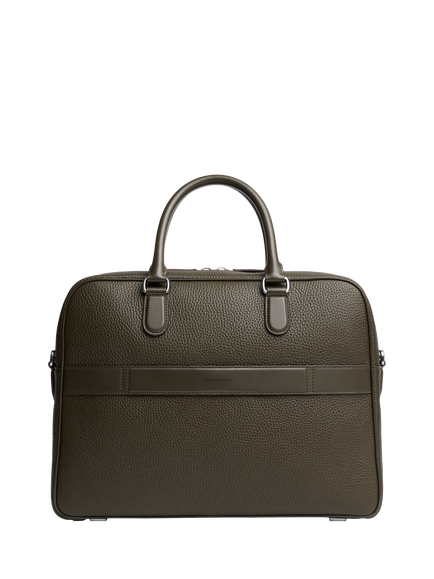 Carl Friedrik Dunloe Leather Briefcase - view 2, Dark Olive