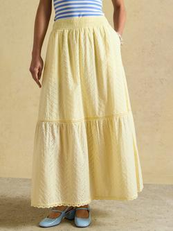 Joules Broderie Maxi Skirt, Yellow, Yellow