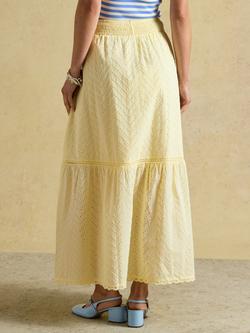 Joules Broderie Maxi Skirt, Yellow - view 2, Yellow