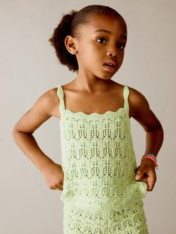 Mango Kids' Sleeveless Crochet Cami Top, Apple, Apple
