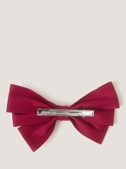 Monsoon Kids' Bow Hair Clip, Burgundy - view 2, Burgundy