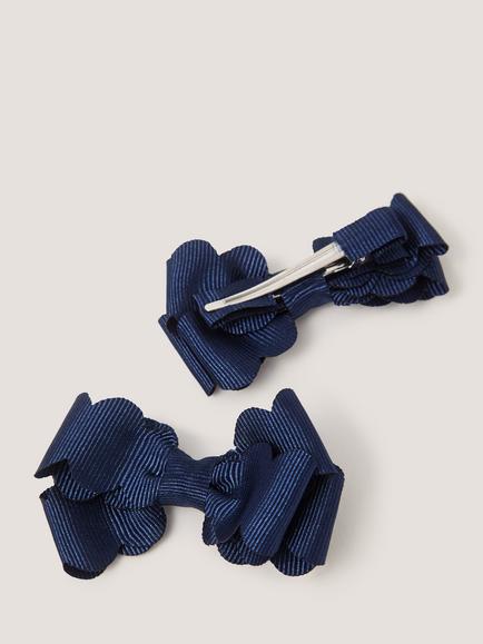 Monsoon Kids' Scalloped School Hair Clips, Pack of 2, Navy - view 2, Navy
