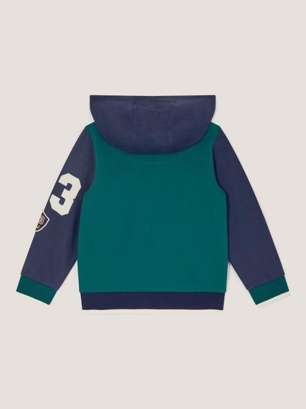 Monsoon Kids' Cotton Fearless Hoodie, Blue - view 2, Blue