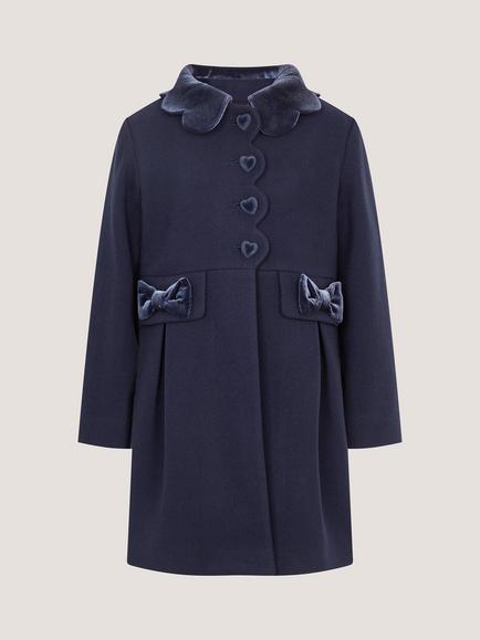 Monsoon Kids' Smart Scallop Collar Coat, Navy, Navy