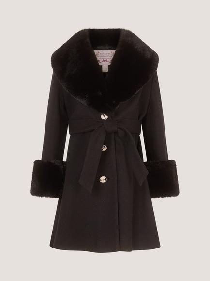 Monsoon Kids' Smart Shawl Belted Coat, Black, Black