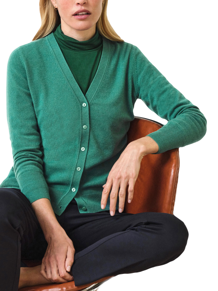 Pure Collection Pure Cashmere V-Neck Cardigan, Sea Green, Sea Green