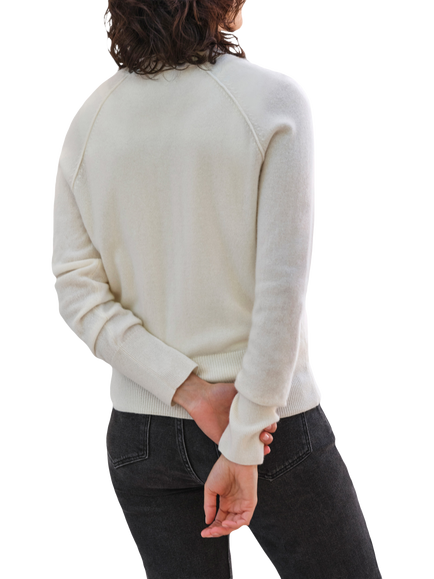 Pure Collection Pure Cashmere Relaxed V-Neck Cardigan, Soft White - view 2, Soft White