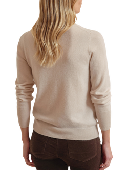 Pure Collection Pure Cashmere Crew Neck Cardigan, Blonde - view 2, Blonde