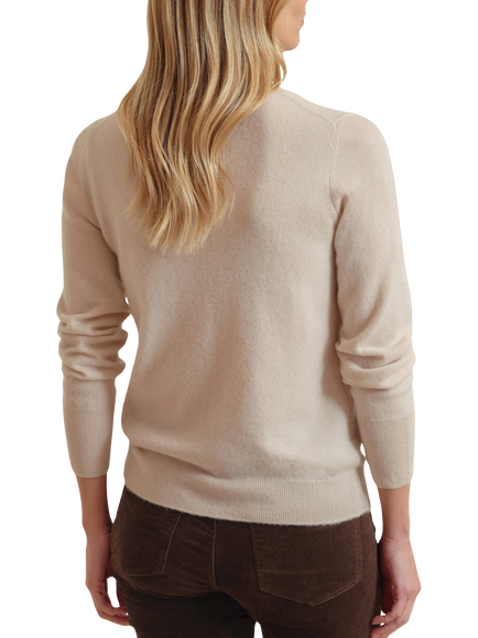 Pure Collection Pure Cashmere Crew Neck Cardigan, Blonde - view 2, Blonde
