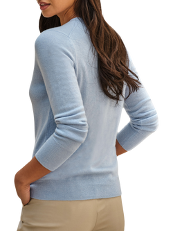 Pure Collection Pure Cashmere V-Neck Cardigan, Frosted Blue - view 2, Frosted Blue