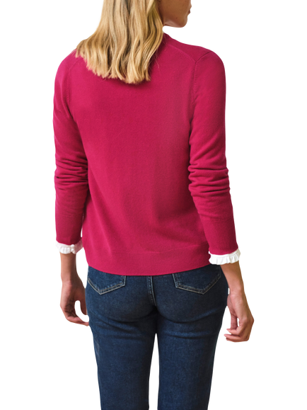 Pure Collection Pure Cashmere V-Neck Cardigan, Pink - view 2, Pink